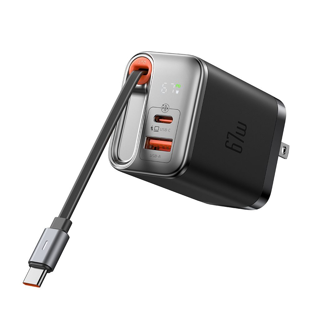 McDodo CH-4110 | 67W 1C+1A Digital Display GaN Charger Built-in Retractable Cable(US)